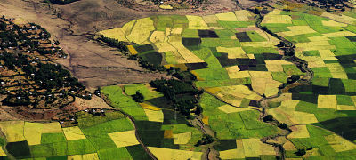 Ethiopian terrain picture taken from air space